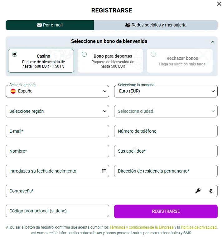 Spinbetter Casino registro 